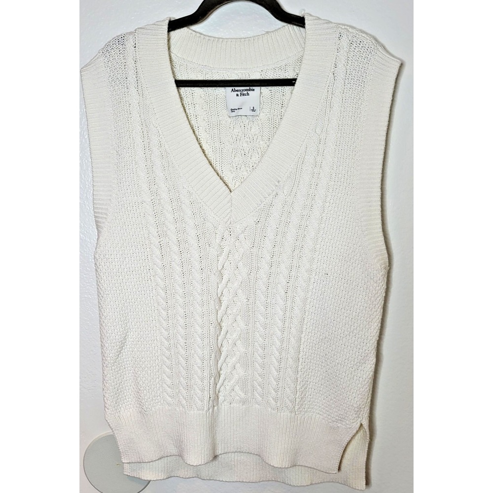 Abercrombie & Fitch Women's S Oversized Slouchy Cable Knit Pullover Sweater Vest
